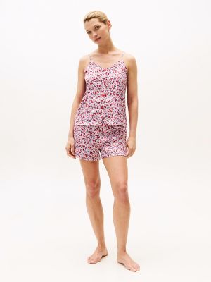 Floral Print Cami and Boxer Sleep Set, Packed Multi Ditsy