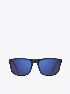 Sporty Square Sunglasses, Navy / Blue Lens