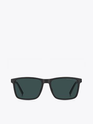 Sporty Rectangle Sunglasses, Black / Grey