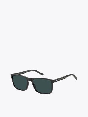 Sporty Rectangle Sunglasses, Black / Grey
