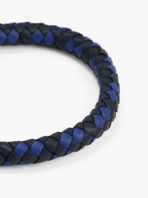 Braided Leather Bracelet, Navy / Blue