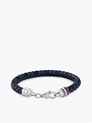 Braided Leather Bracelet, Navy / Blue