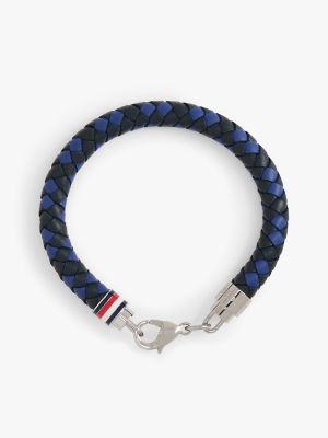 Braided Leather Bracelet, Navy / Blue
