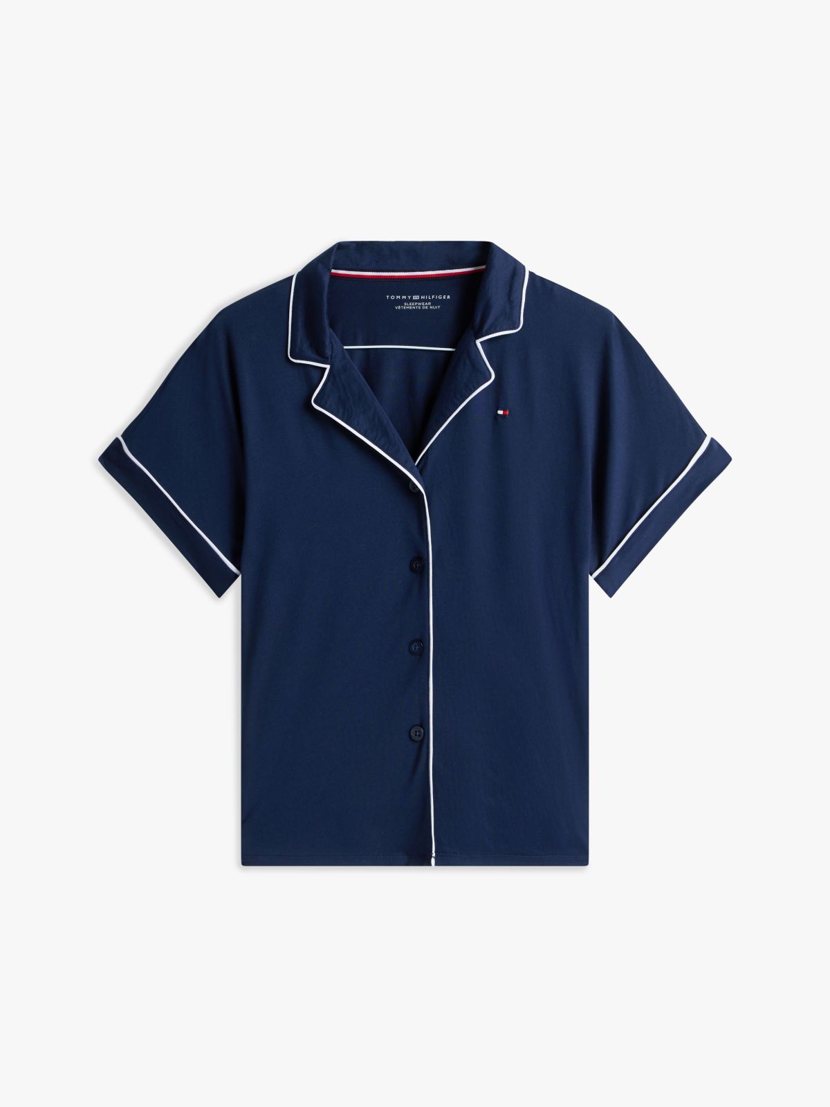 Contrast Trim Shirt & Short Sleep Set — Sky Captain