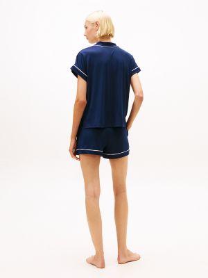Женские брюки Tommy Hilfiger Contrast Trim Shirt & Short Sleep Set — фото 4