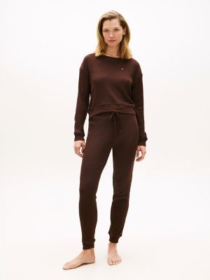 Rib-Knit Sweatshirt & Jogger Lounge Set, Legacy Brown
