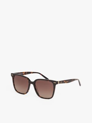 Square-Frame Sunglasses, Havana