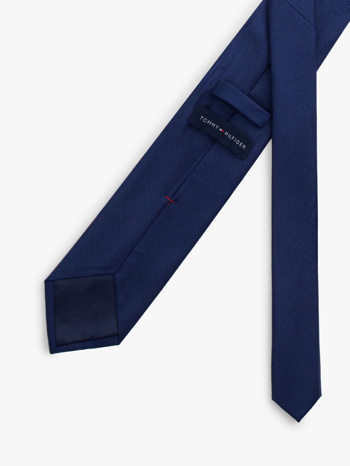 Solid Herringbone Tie — Navy