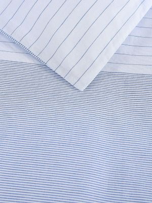 Mixed Striped Print Comforter Set, White / Pale Blue / Dark Blue