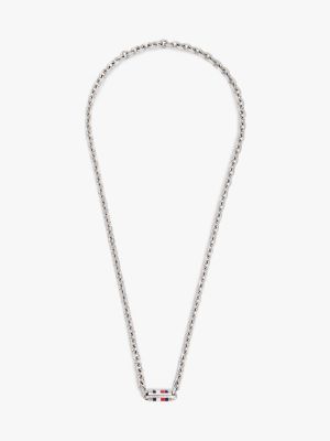 Signature Stripe Chain Link Necklace, Silver