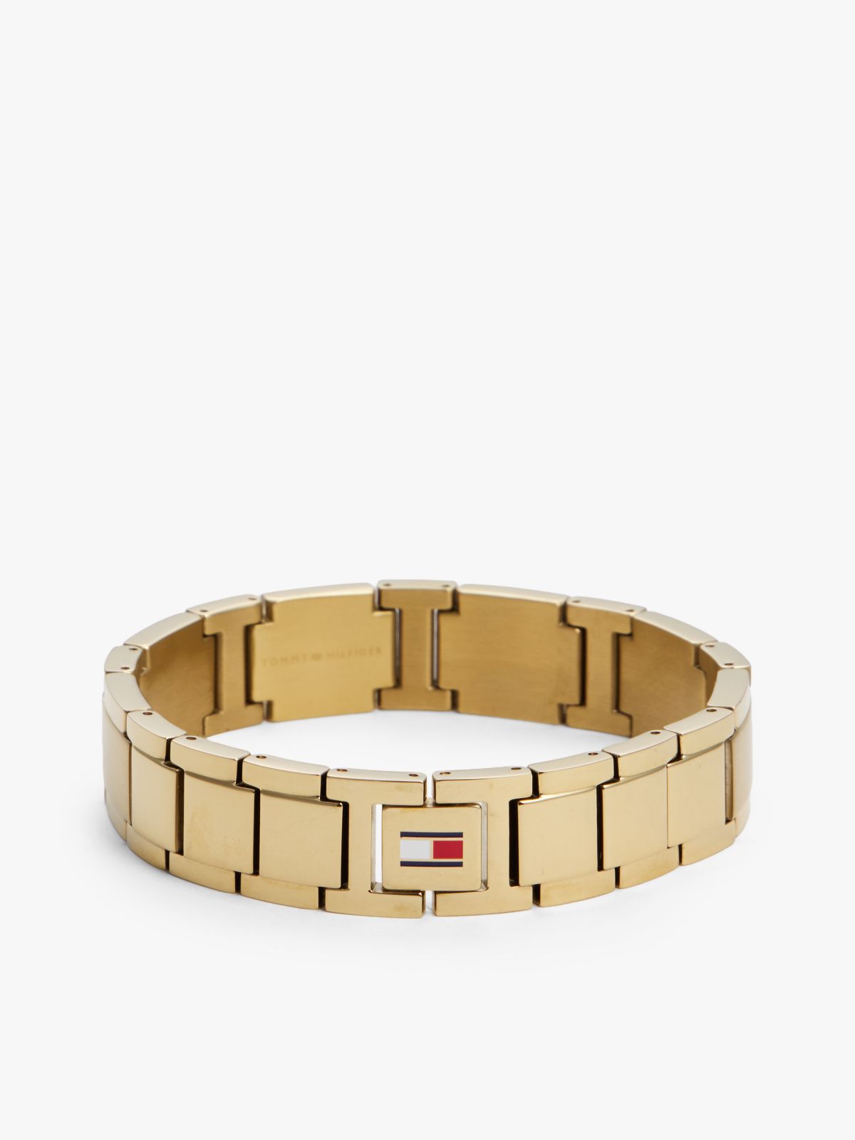 Stripe Accent Flat-Link Bracelet — Gold
