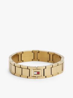 Stripe Accent Flat-Link Bracelet — Gold 2