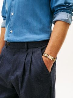 Stripe Accent Flat-Link Bracelet — Gold 4