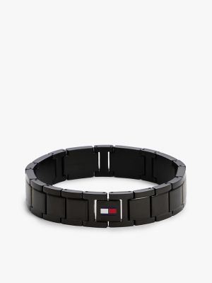 Мужской браслет Tommy Hilfiger Stripe Accent Flat-Link, цвет: Чёрный — фото 2