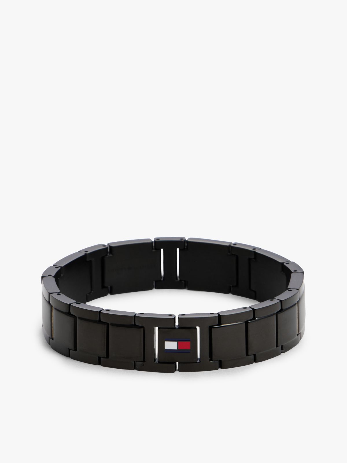 Stripe Accent Flat-Link Bracelet — Black