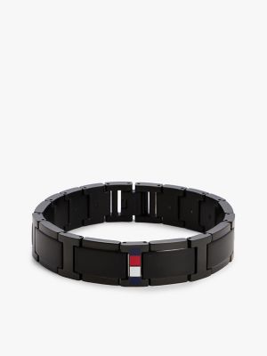 Stripe Accent Flat-Link Bracelet, Black