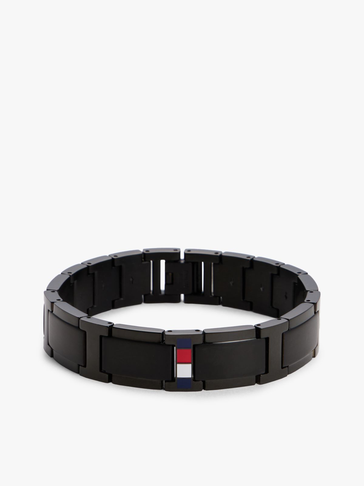 Stripe Accent Flat-Link Bracelet — Black