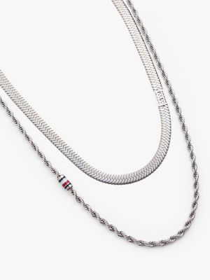 Женское колье Tommy Hilfiger Double Layer, цвет: Серебряный — фото 2