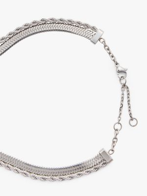 Женское колье Tommy Hilfiger Double Layer, цвет: Серебряный — фото 3