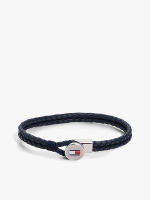 Braided Leather Bracelet, Navy