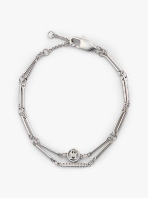 Crystal Accent Double-Layered Bracelet, Silver