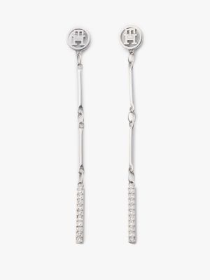 Crystal Accent Dangle Earring, Silver