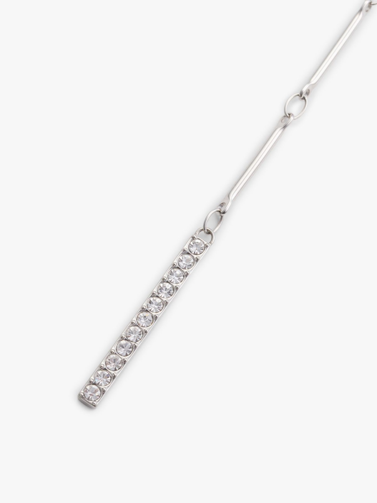 Crystal Accent Lariat Necklace — Silver
