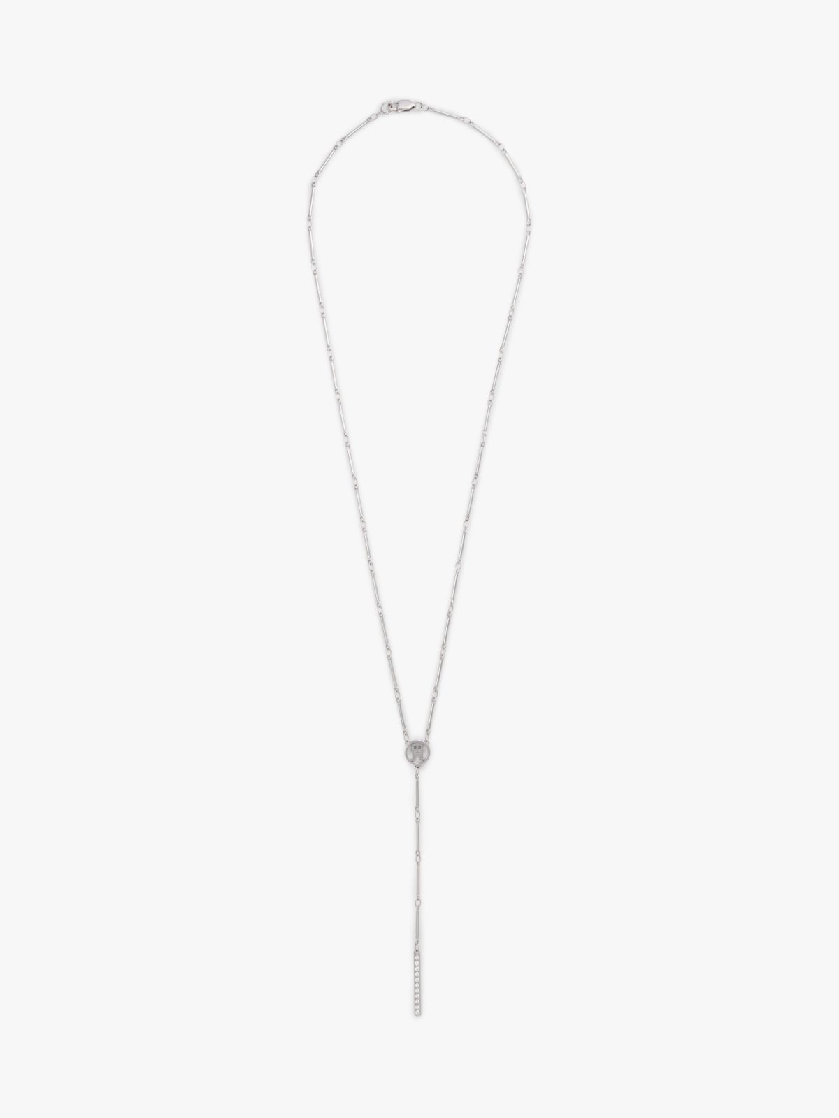 Crystal Accent Lariat Necklace — Silver