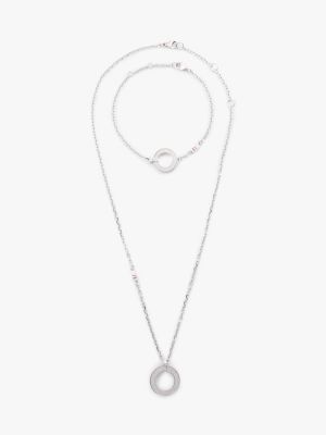 Shimmer Necklace & Bracelet Gift Set, Silver