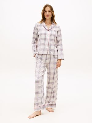 Plaid Shirt & Pant Sleep Set, Whisper White / Plaid