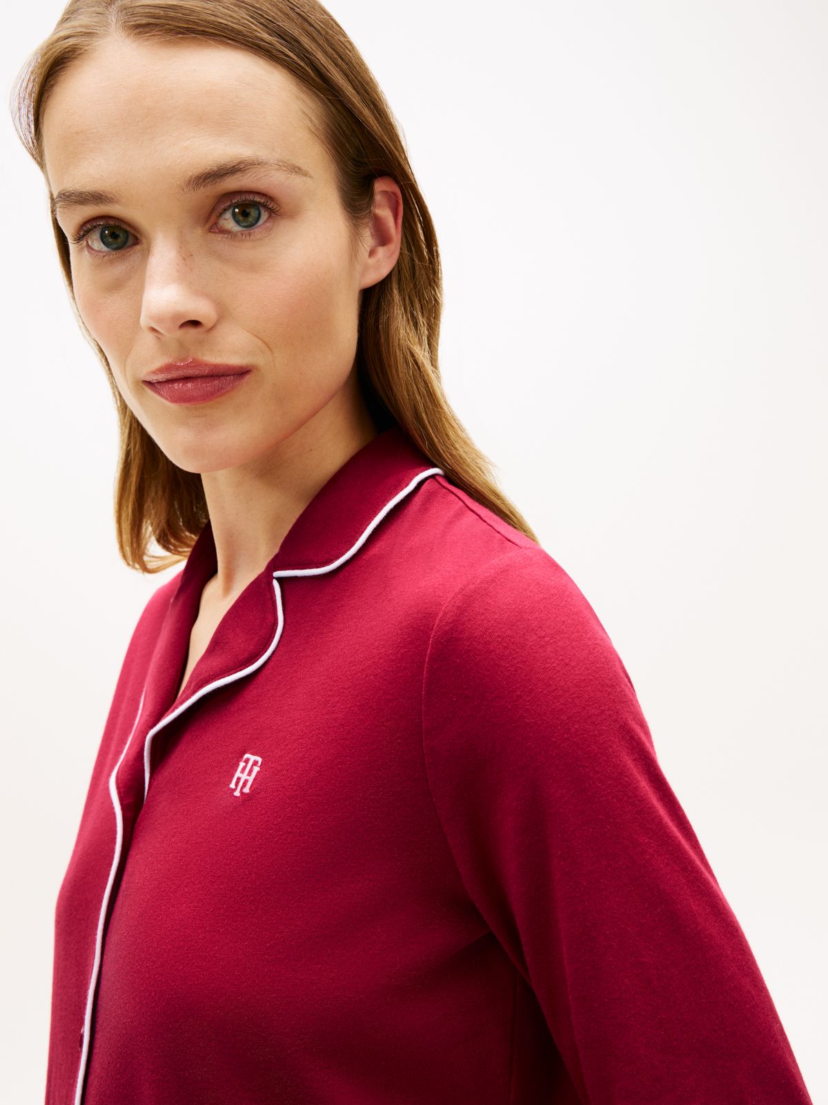 Long Sleeve Shirt & Pant Sleep Set — Garnet