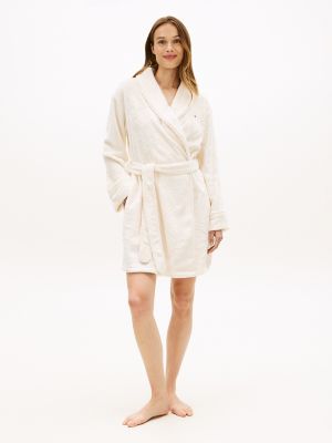 Plaid Logo Plush Robe, Whisper White
