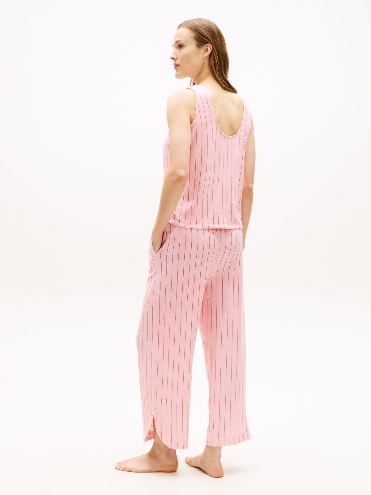 Cropped Tank Top & Pant Sleep Set — Blossom Pinstripe