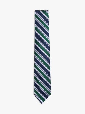 Double Stripe Silk-Blend Tie, Green