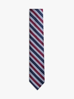 Double Stripe Silk-Blend Tie, Burgundy