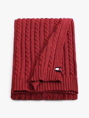 Cable Knit Blanket, Navigator Red