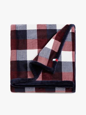 Plush Plaid Blanket, Burgundy Red