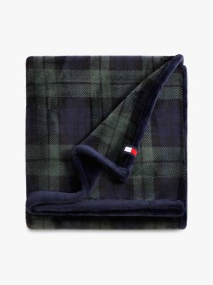 Plush Tartan Blanket, Navy