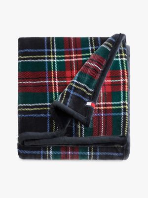 Plush Tartan Blanket, Navy