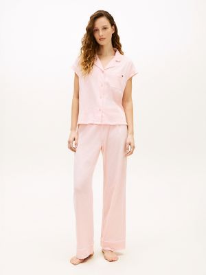 Short-Sleeve Shirt & Pant Sleep Set, Allover Crystal Rose
