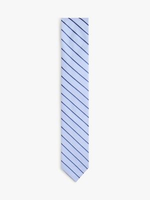 Stripe Linen-Silk Blend Tie, Blue