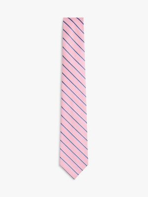 Stripe Linen-Silk Blend Tie, Pink