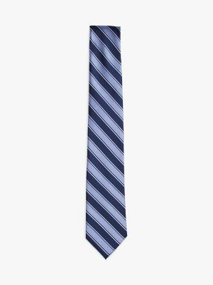 Wide Diagonal Stripe Silk-Blend Tie, Blue