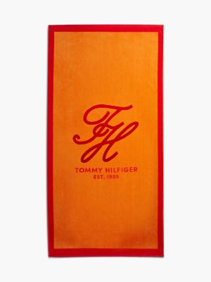 Colorblock Monogram Beach Towel, Orange