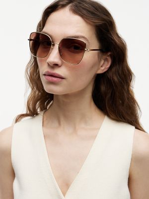Женские солнцезащитные очки Tommy Hilfiger Metal Butterfly Frame Sunglasses, цвет: Розовое золото — фото 3