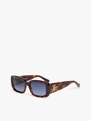 Bold Rectangular Frame Sunglasses, Havana