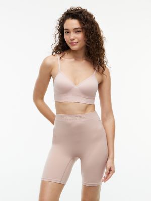 Tommy Logo Seamless Bralette, Balanced Beige