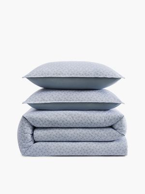 Allover Hilfiger Flag Comforter Set, Yale Blue