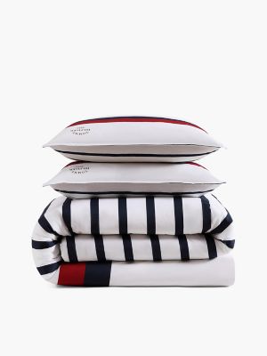 Classic Stripe Duvet Set, White/Multi