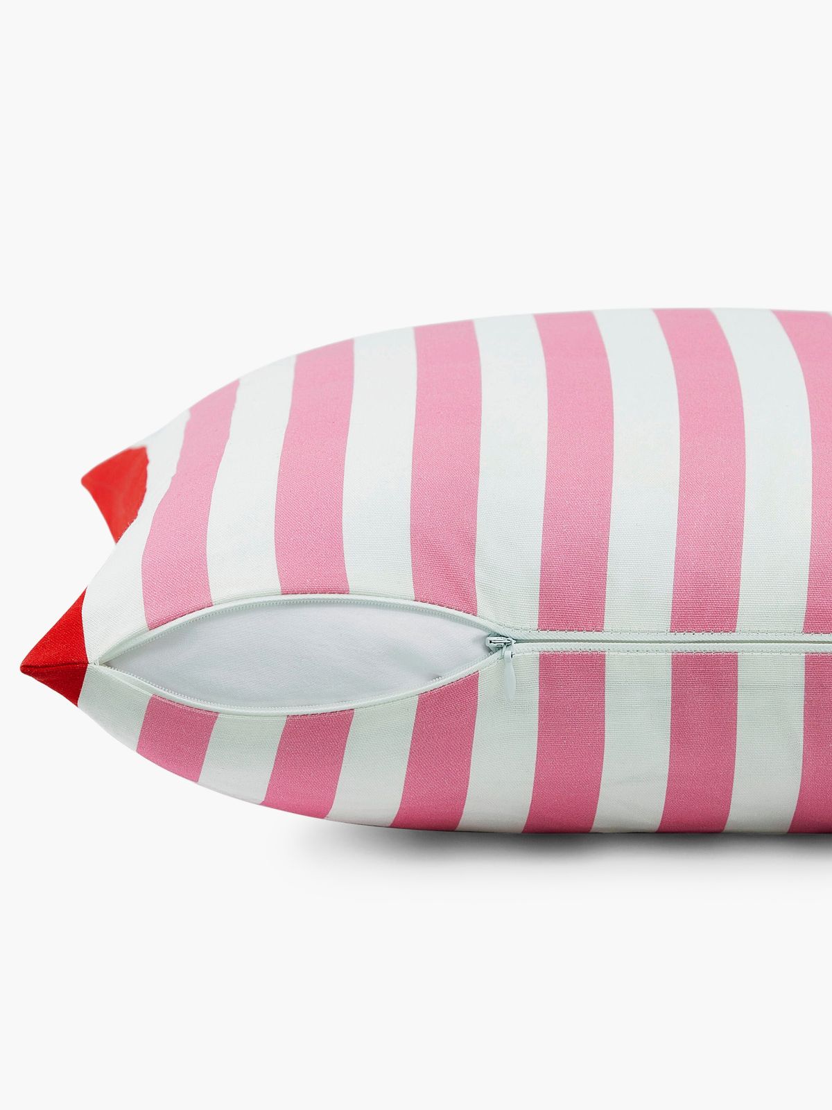 Striped TH Monogram Logo Pillow — Flower Pink